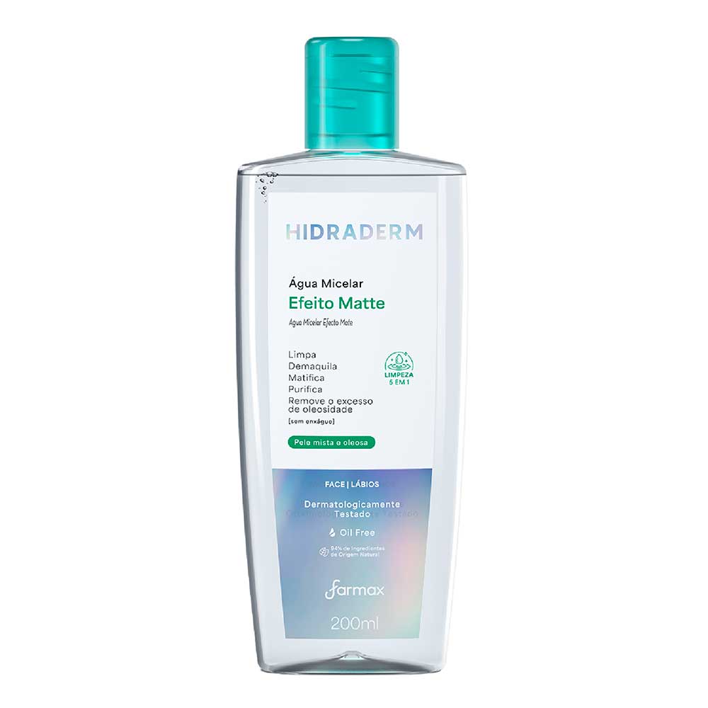 Água Micelar Hidraderm Efeito Matte 5 em 1