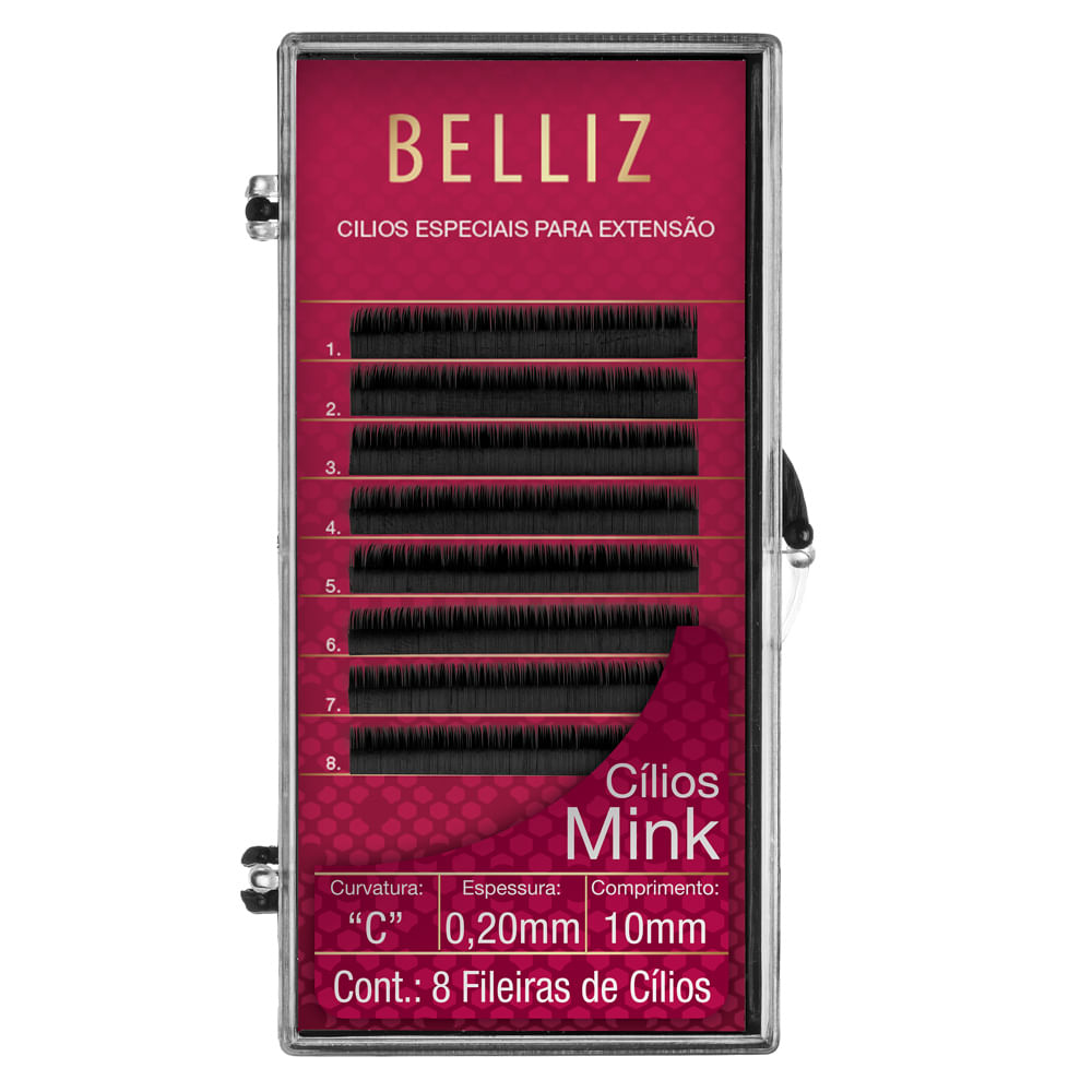 Cílios para Alongamento Belliz - Mink C 020 10mm