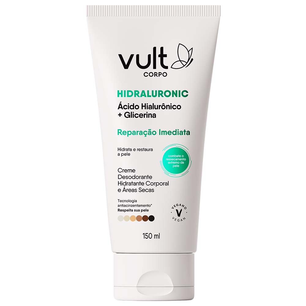 Creme Desodorante Hidratante Corporal Vult Hidraluronic para Áreas Secas Glicerina