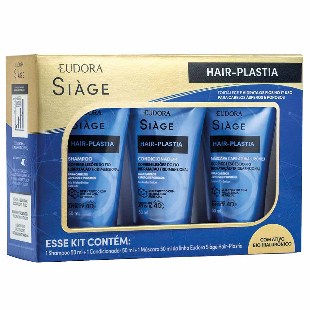 Eudora Siage Kit Shampoo + Condicionador + Máscara Hair Plastia