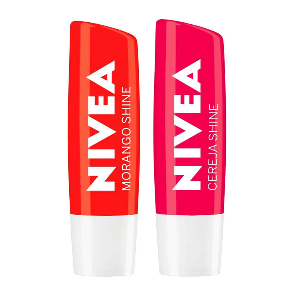 NIVEA Hidratante Labial Shine Kit com 2 unidades - Morango e Cereja
