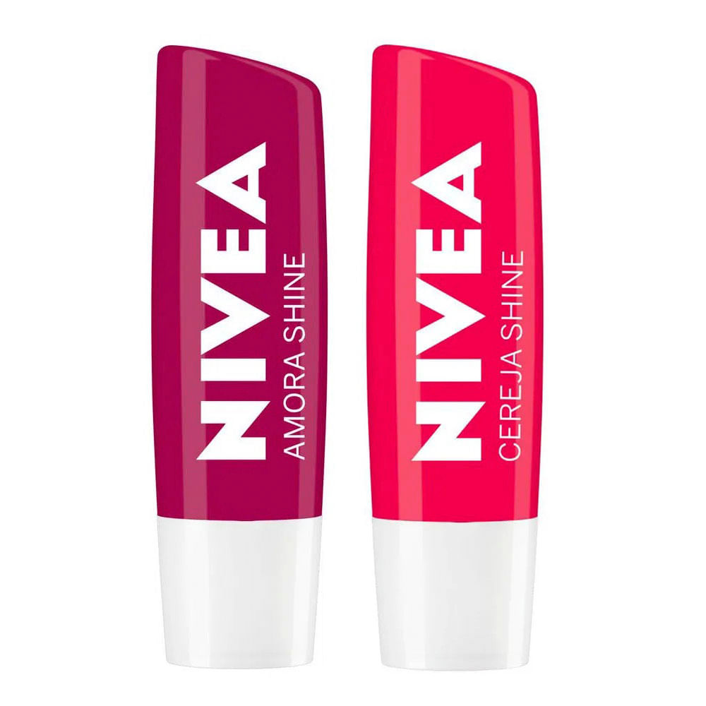 NIVEA Hidratante Labial Shine Kit com 2 unidades - Cereja e Amora