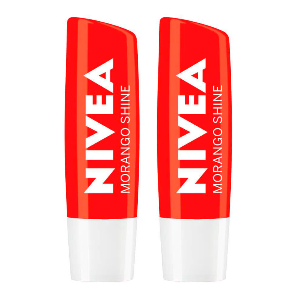 NIVEA Kit com 2 Unidades – Hidratante Labial Morango Shine 4,8g