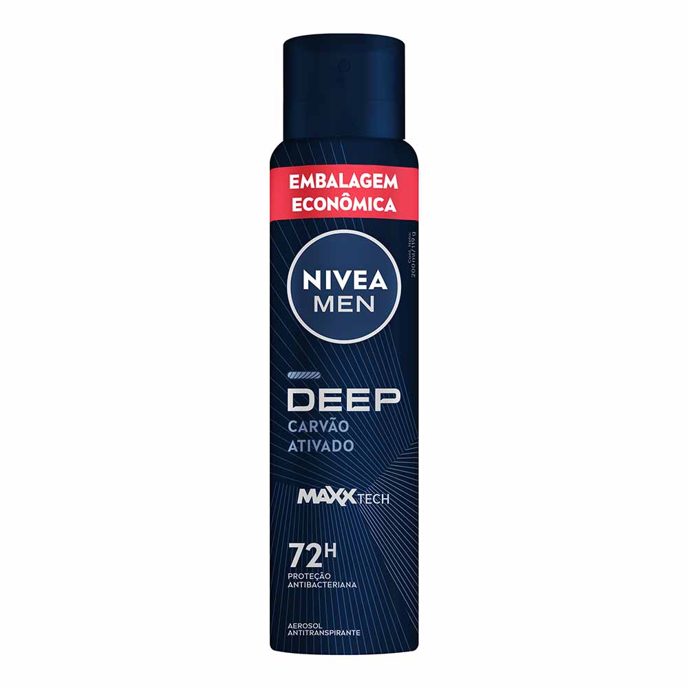 NIVEA MEN Antitranspirante Aerossol Deep Sport MaxxTech Carvão Ativado