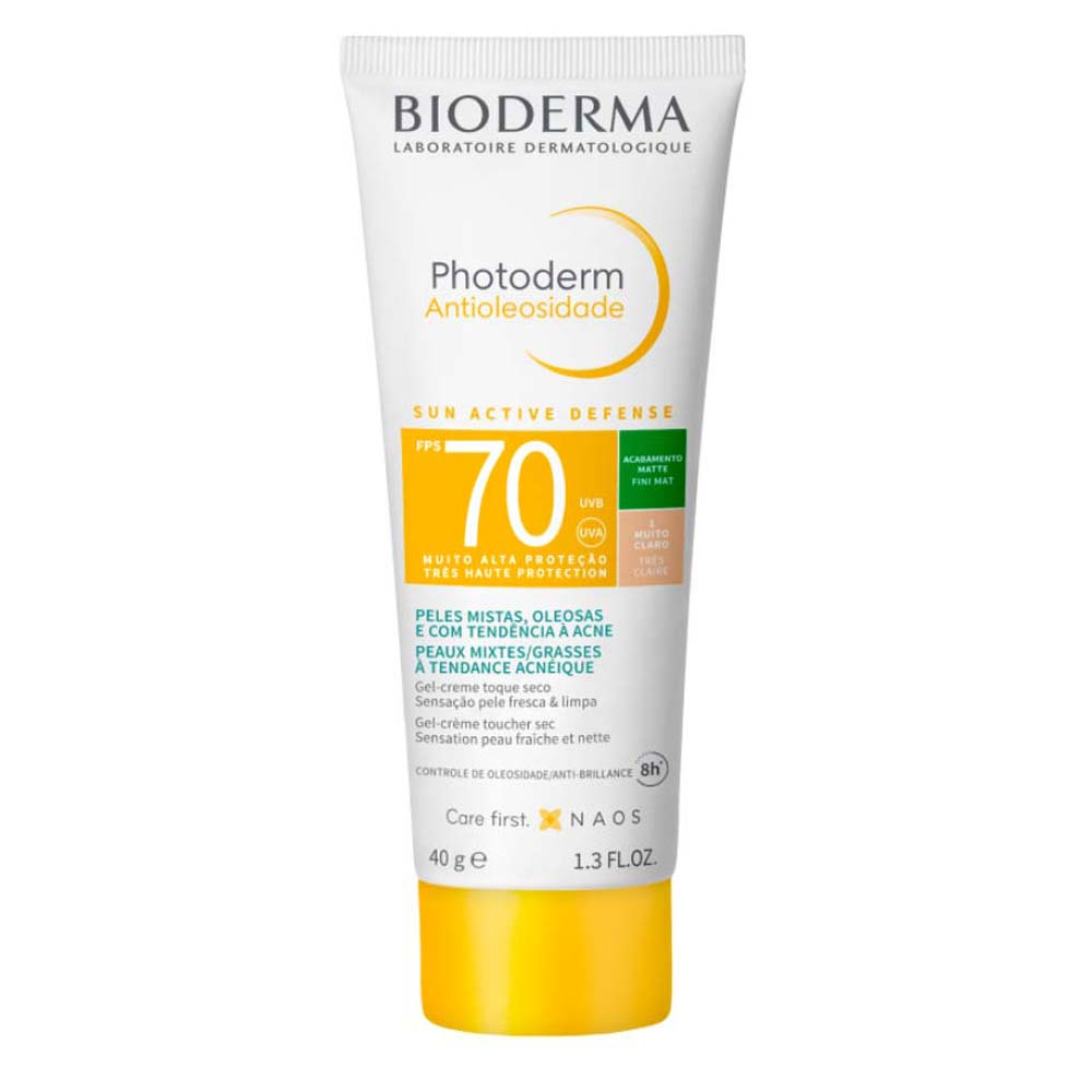 Protetor Solar Facial Bioderma Photoderm Antioleosidade FPS70 com Cor