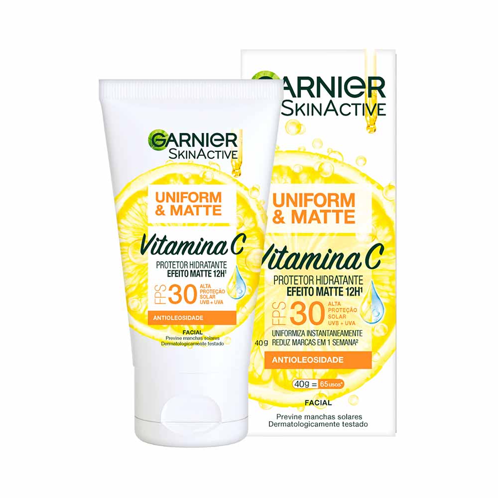 Protetor Solar Facial Hidratante Garnier Uniform & Matte Vitamina C FPS30
