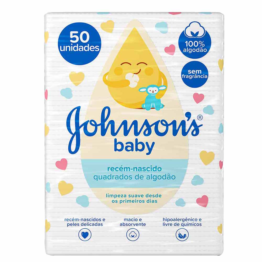 Quadrados de Algodão Recém-Nascido Johnson's Baby