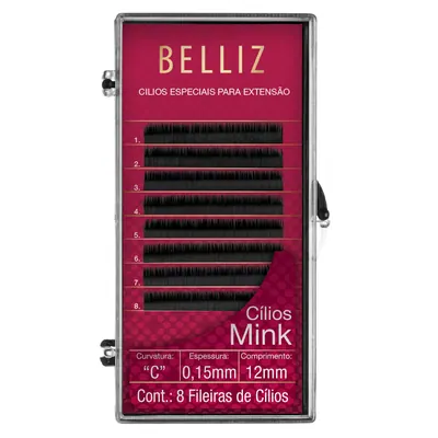 Cílios para Alongamento Belliz - Mink C 015 12mm