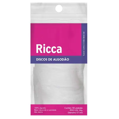 Discos de Alogodão 50Un Ricca - Algodão Disco Padrão