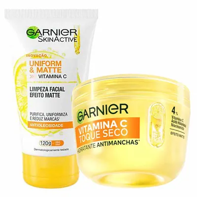 Garnier Skin Vitamina C Kit - Hidratante Facial Antimanchas + Gel de Limpeza Facial