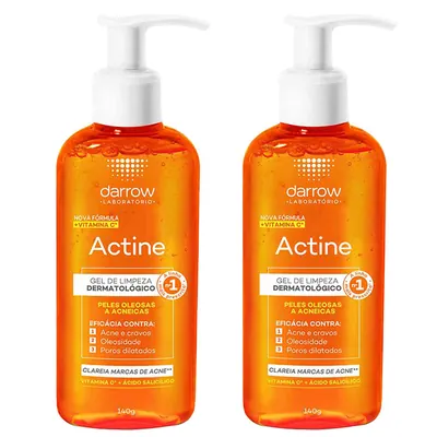 Kit Darrow Actine 2 Géis de Limpeza Facial Vitamina C - Antiacne e Iluminador