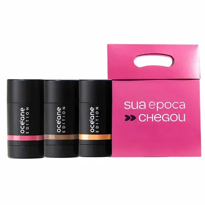 Kit Presentável Océane Minis – Iluminador + Contorno + Blush + Sacola Presenteável