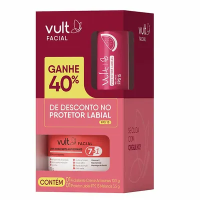 Kit Vult - Creme Antissinais + Protetor Labial Melancia FPS 15