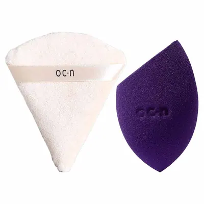 Océane Kit - Esponja Powder Puff + Esponja Flat Blend Roxa