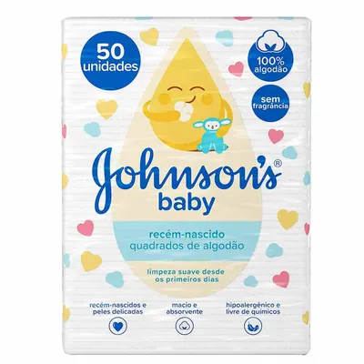 Quadrados de Algodão Recém-Nascido Johnson's Baby