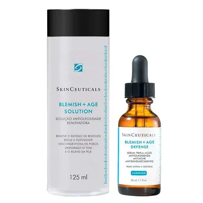 SkinCeuticals Blemish + Age Solution Kit – Tratamento Antiacne + Tônico Facial Para Peles Oleosas e Acneicas