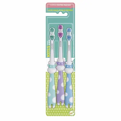 Três Escovas Dentais Kess Infantis Basic Pets
